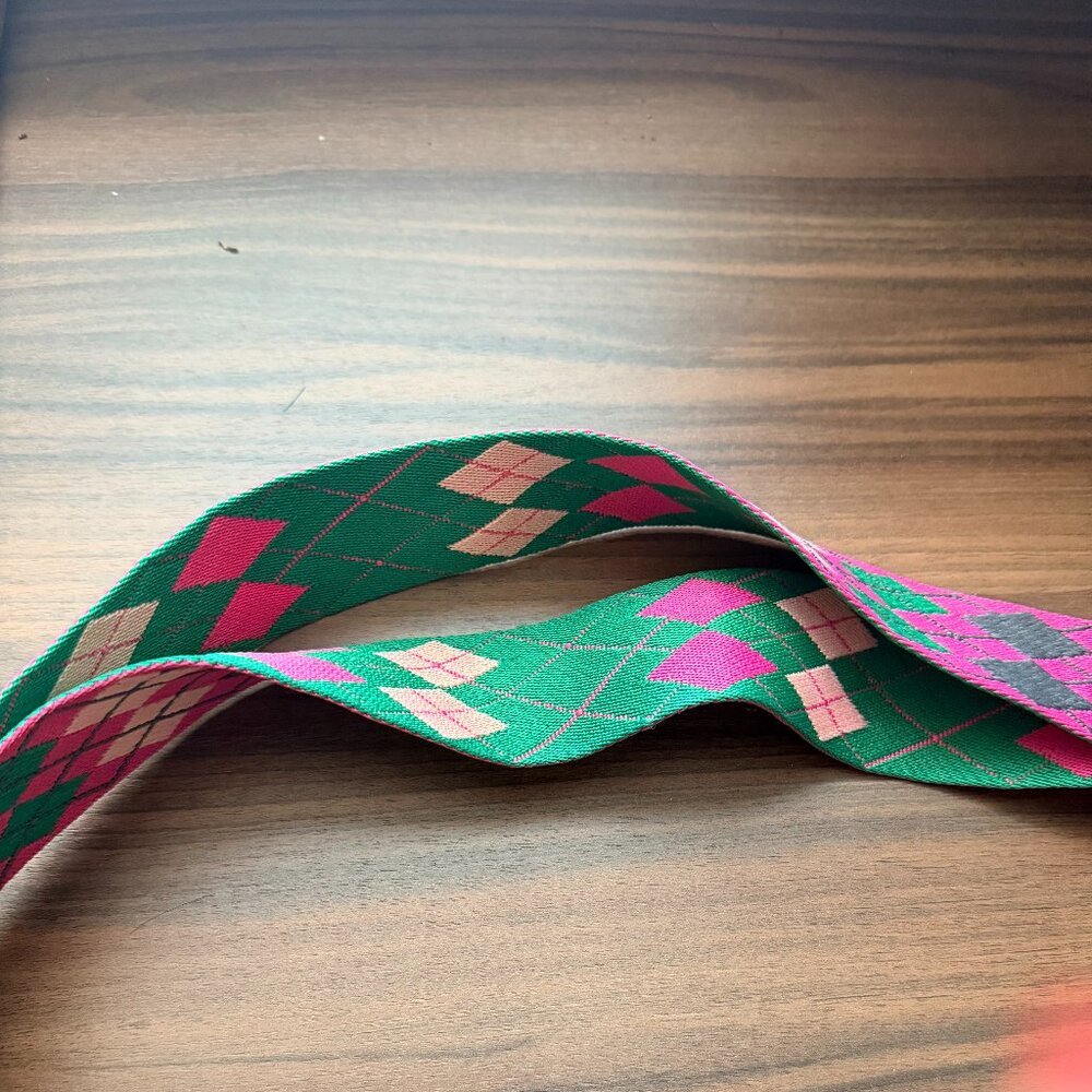 Ahdorned Pink Argyle Crossbody Bag Strap - Picture 2 of 4